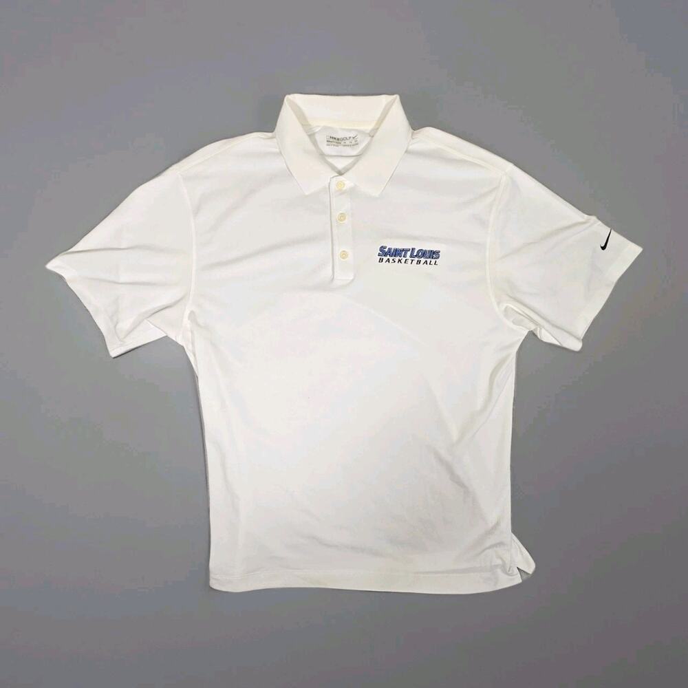 Nike Golf Polo Shirt Mens XL St Louis Billikens White Fit Dry Swoosh NCAA